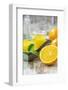 Fresh Pressed Orange Juice and Oranges-Jana Ihle-Framed Photographic Print