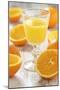 Fresh Pressed Orange Juice and Oranges-Jana Ihle-Mounted Photographic Print