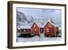 Fresh Snow Covering the Typical Norwegian Homes, the Rorbu, in the Lofoten Islands, Arctic, Norway-Roberto Moiola-Framed Photographic Print