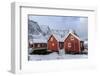 Fresh Snow Covering the Typical Norwegian Homes, the Rorbu, in the Lofoten Islands, Arctic, Norway-Roberto Moiola-Framed Photographic Print