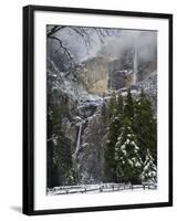 Fresh Snow Fall on Yosemite Falls, Yosemite Valley, Yosemite National Park, California, USA-Kober Christian-Framed Photographic Print