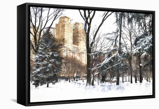Fresh snow in Central Park-Philippe Hugonnard-Framed Stretched Canvas