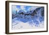 Fresh Snow, Morzine Village, 2015-Andrew Macara-Framed Giclee Print