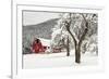 Fresh Snow on Red Barn Near Salmo, British Columbia, Canada-Chuck Haney-Framed Premium Photographic Print