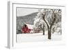 Fresh Snow on Red Barn Near Salmo, British Columbia, Canada-Chuck Haney-Framed Photographic Print