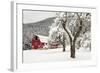 Fresh Snow on Red Barn Near Salmo, British Columbia, Canada-Chuck Haney-Framed Photographic Print