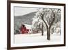 Fresh Snow on Red Barn Near Salmo, British Columbia, Canada-Chuck Haney-Framed Photographic Print