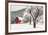 Fresh Snow on Red Barn Near Salmo, British Columbia, Canada-Chuck Haney-Framed Photographic Print