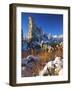 Fresh Snow on Tufa Formations & Cattails at Sunrise, Mono Lake, Inyo National Forest, CA-Scott T. Smith-Framed Photographic Print