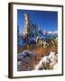 Fresh Snow on Tufa Formations & Cattails at Sunrise, Mono Lake, Inyo National Forest, CA-Scott T. Smith-Framed Photographic Print