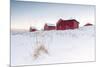 Fresh Snow Surrounds the Typical Fishermen Houses Called Rorbu in Winter, Eggum-Roberto Moiola-Mounted Premium Photographic Print