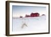 Fresh Snow Surrounds the Typical Fishermen Houses Called Rorbu in Winter, Eggum-Roberto Moiola-Framed Photographic Print