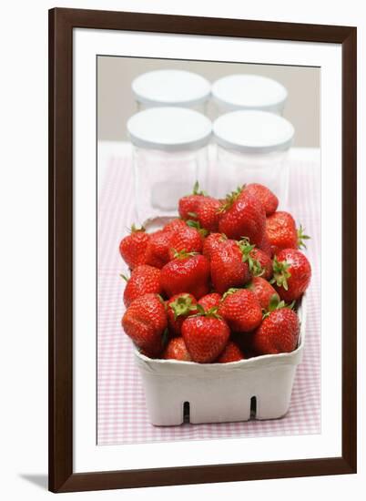 Fresh Strawberries in Cardboard Punnet; Jam Jars-Foodcollection-Framed Photographic Print