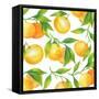 Fresh Tangerines with Green Leaves-Maria Mirnaya-Framed Stretched Canvas