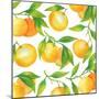 Fresh Tangerines with Green Leaves-Maria Mirnaya-Mounted Art Print