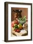 Fresh Tomatoes, Olives, Bread, Salt and Terracotta Jug-Foodcollection-Framed Photographic Print