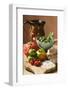 Fresh Tomatoes, Olives, Bread, Salt and Terracotta Jug-Foodcollection-Framed Photographic Print