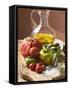 Fresh Tomatoes, Olives, Salt and Olive Oil-null-Framed Stretched Canvas