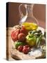Fresh Tomatoes, Olives, Salt and Olive Oil-null-Stretched Canvas