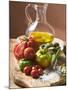 Fresh Tomatoes, Olives, Salt and Olive Oil-null-Mounted Photographic Print