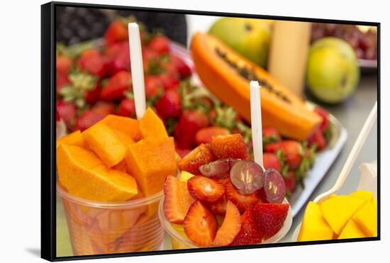 Fresh tropical fruit for sale in historic Cartagena, Colombia.-Jerry Ginsberg-Framed Stretched Canvas