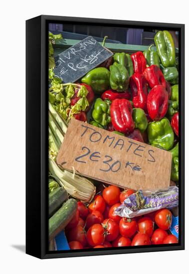 Fresh vegetable market, Bayeux, Normandy, France-Lisa S. Engelbrecht-Framed Stretched Canvas