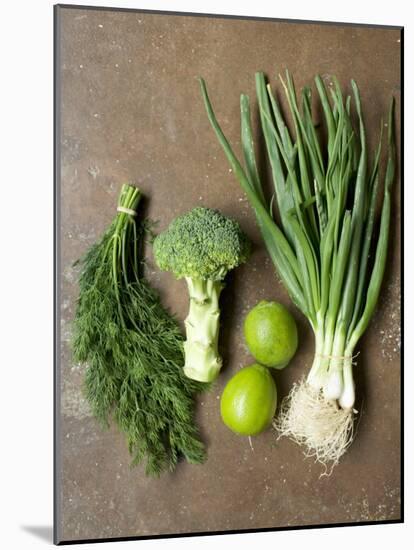 Fresh Vegetables, Dill and Limes-null-Mounted Photographic Print