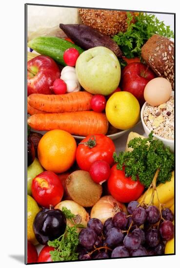 Fresh Vegetables, Fruits and Other Foodstuffs. Shot in a Studio.-prometeus-Mounted Photographic Print