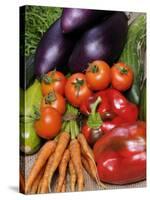 Freshly Harvested Home Grown Organic Vegetables with Organic Label, UK-Gary Smith-Stretched Canvas