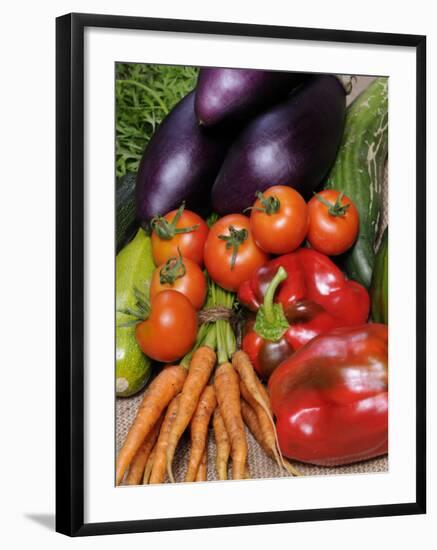 Freshly Harvested Home Grown Organic Vegetables with Organic Label, UK-Gary Smith-Framed Photographic Print