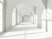 Modern Long Corridor With Big Windows-FreshPaint-Art Print