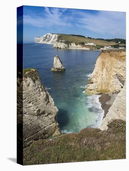 Freshwater Bay and Chalk Cliffs of Tennyson Down, Isle of Wight, England, United Kingdom, Europe-Roy Rainford-Stretched Canvas