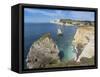 Freshwater Bay and Chalk Cliffs of Tennyson Down, Isle of Wight, England, United Kingdom, Europe-Roy Rainford-Framed Stretched Canvas