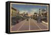 Fresno, CA View - North on Broadway from Tulare St.-Lantern Press-Framed Stretched Canvas