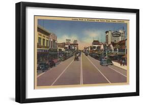 Fresno, CA View - North on Broadway from Tulare St.-Lantern Press-Framed Art Print