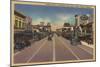 Fresno, CA View - North on Broadway from Tulare St.-Lantern Press-Mounted Art Print