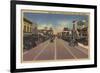 Fresno, CA View - North on Broadway from Tulare St.-Lantern Press-Framed Premium Giclee Print