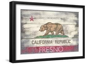 Fresno, California - Barnwood State Flag-Lantern Press-Framed Art Print