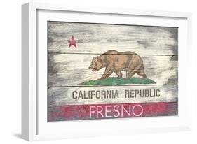 Fresno, California - Barnwood State Flag-Lantern Press-Framed Art Print