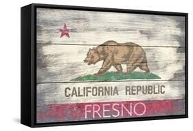 Fresno, California - Barnwood State Flag-Lantern Press-Framed Stretched Canvas