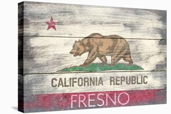 Fresno, California - Barnwood State Flag-Lantern Press-Stretched Canvas