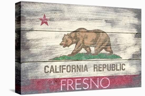 Fresno, California - Barnwood State Flag-Lantern Press-Stretched Canvas