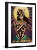 Fresno, California - Day of the Dead Crossbones-Lantern Press-Framed Art Print