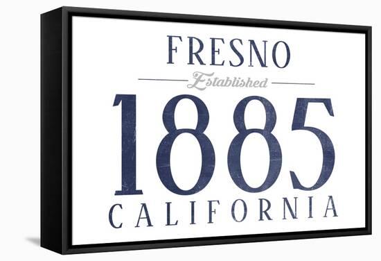 Fresno, California - Established Date (Blue)-Lantern Press-Framed Stretched Canvas