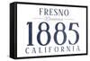 Fresno, California - Established Date (Blue)-Lantern Press-Framed Stretched Canvas