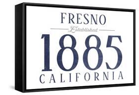 Fresno, California - Established Date (Blue)-Lantern Press-Framed Stretched Canvas