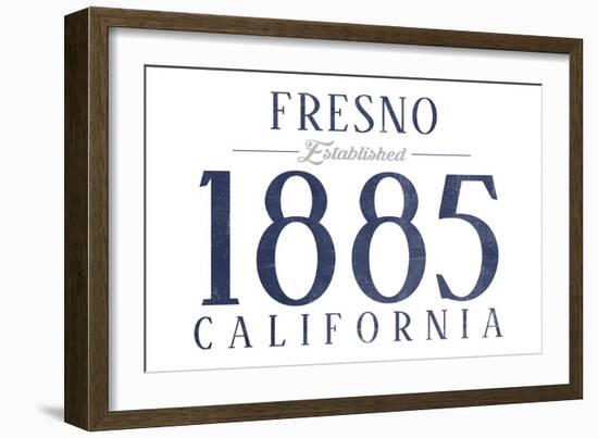 Fresno, California - Established Date (Blue)-Lantern Press-Framed Art Print