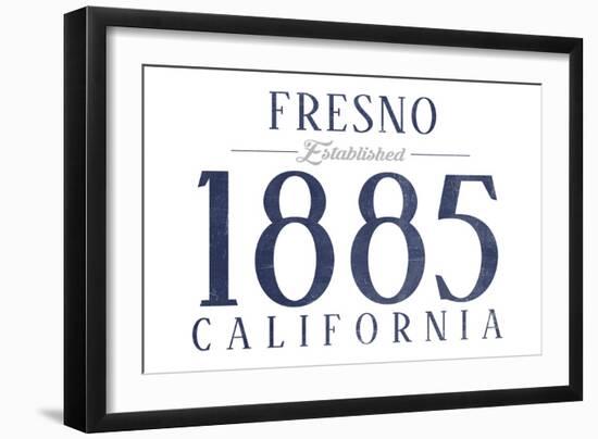 Fresno, California - Established Date (Blue)-Lantern Press-Framed Art Print