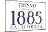 Fresno, California - Established Date (Blue)-Lantern Press-Mounted Art Print