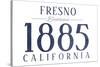 Fresno, California - Established Date (Blue)-Lantern Press-Stretched Canvas